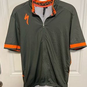 Specialized green and orange road bike jersey, medium